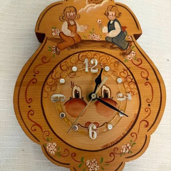 Unbranded Other - Vintage Hand Painted Leatherwood Wooden Wall Clock